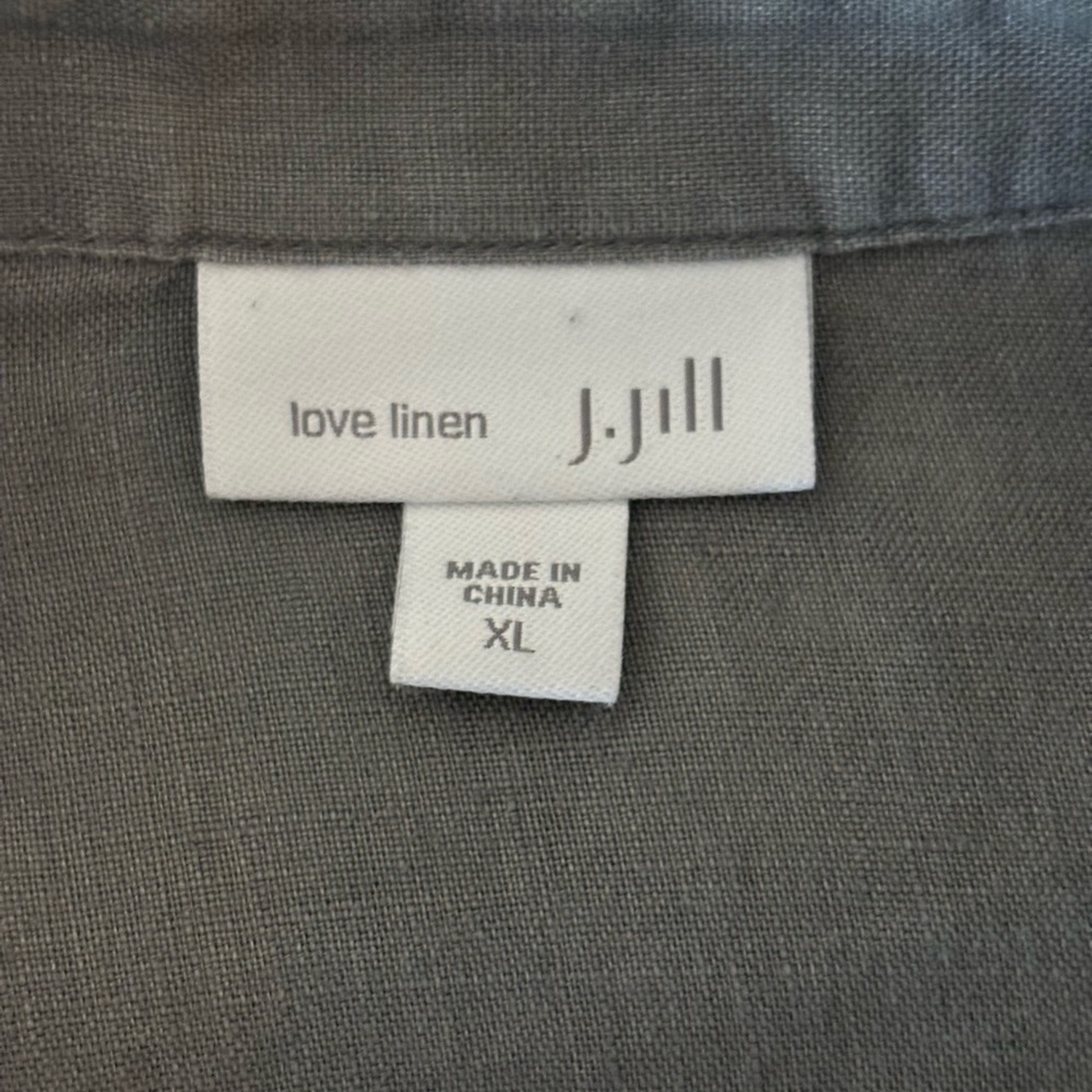 J Jill Love Linen Womens Size XL Shirt Button Front Long Sleeve Gray - Picture 8 of 12